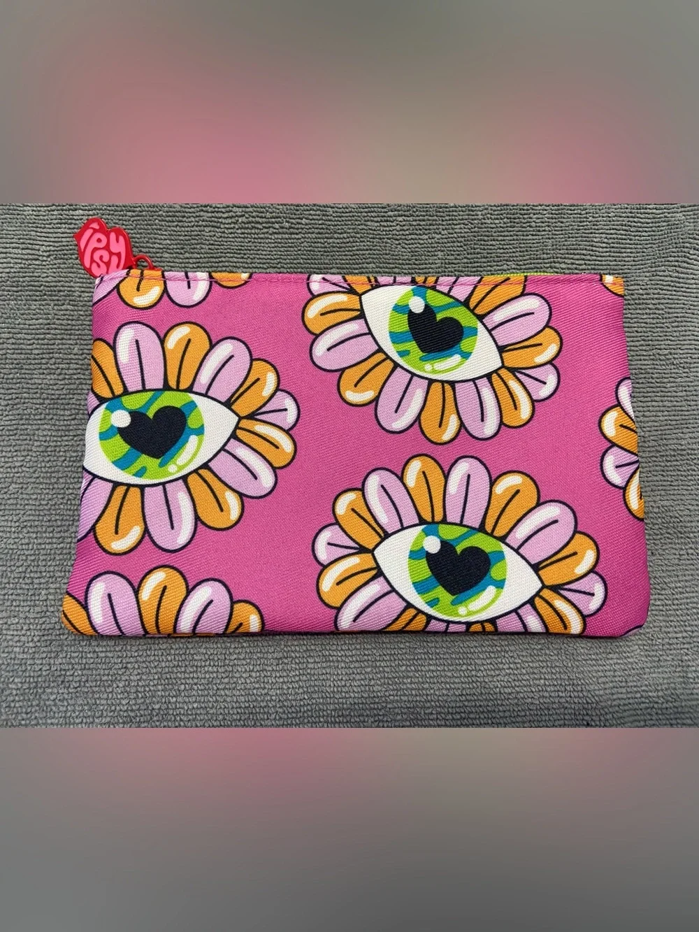 🔆Free with purchase 🔆 Ipsy Pink Daisy Eye Print Cosmetic Bag